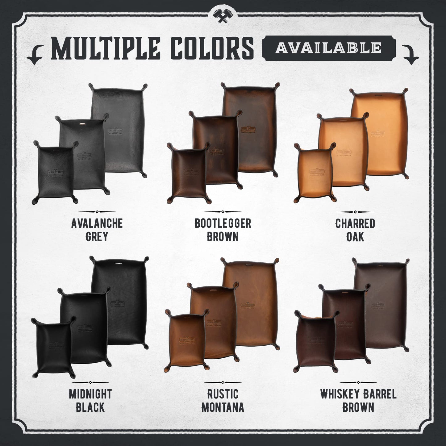 Leather Valet Tray for Men | Made in The USA | EDC Dump Tray for Keys, Phone, Wallet | Catch All Key Tray | Avalanche Gray