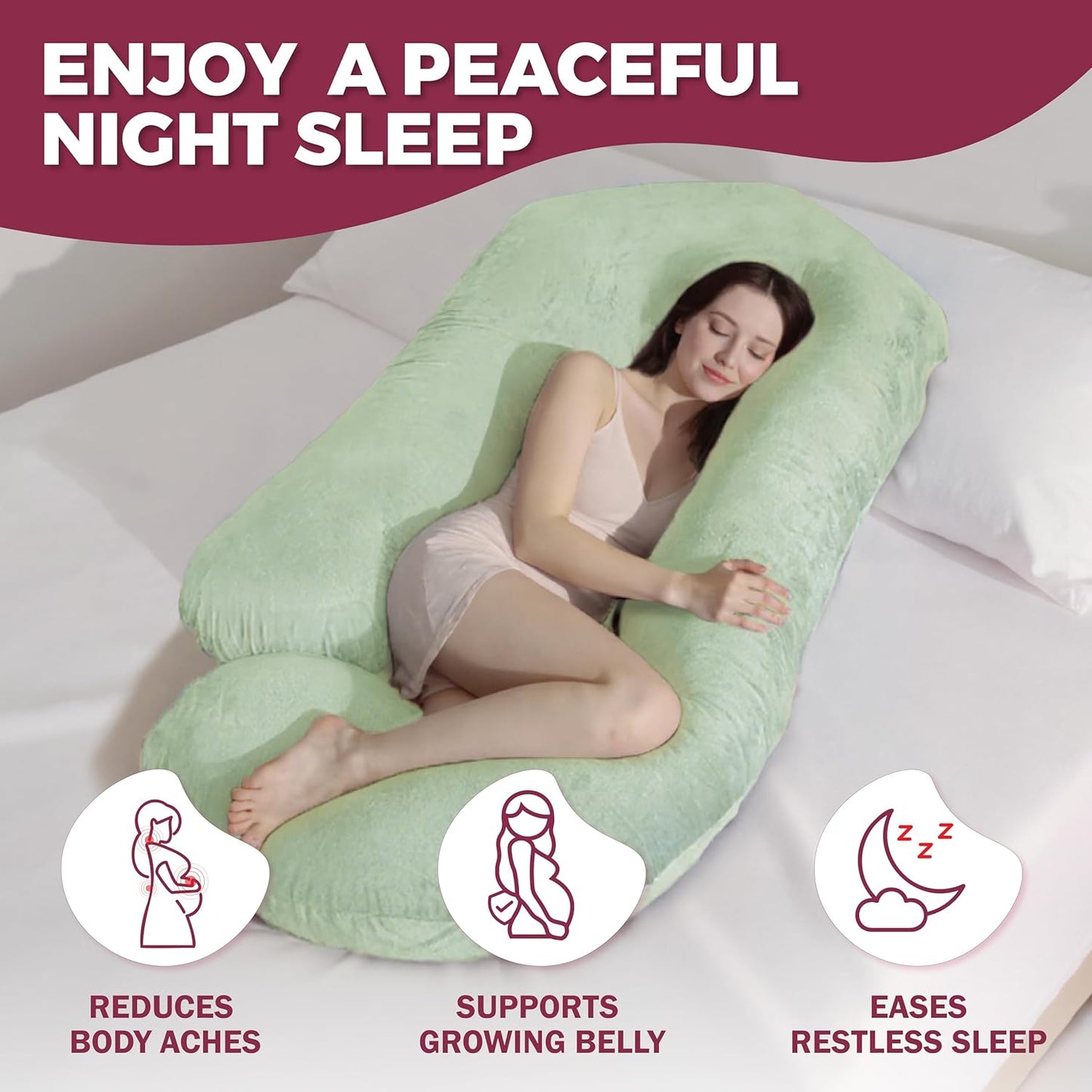 PILLANI Pregnancy Pillow - V C U Shaped 57-Inch Full Body Support Pillow with Removable Cover | Cooling Maternity Comfort