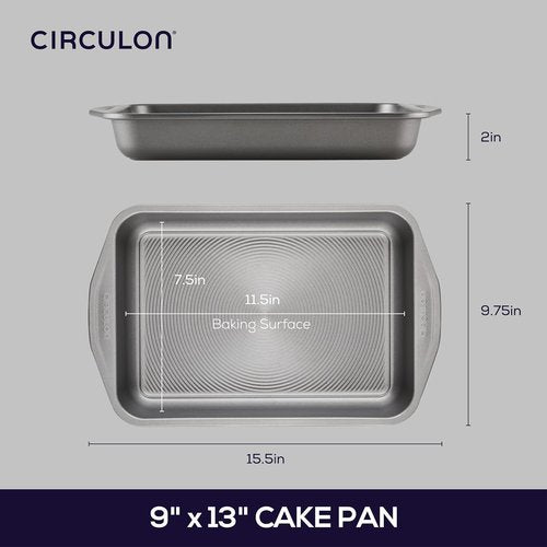Circulon 51133 Nonstick Baking Pan | Rectangle Cake Pan - 9" x 13", Gray Finish