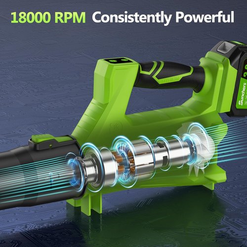 **Skiennix Cordless Leaf Blower - 780 CFM, 260 MPH, 2-Speed Handheld Cleaner with 2 Batteries & Charger**