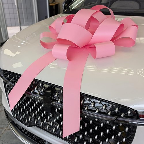 CarBowz Big Pink Car Bow - Giant 30" Non-Scratch Magnet | Weather-Resistant Vinyl Decor