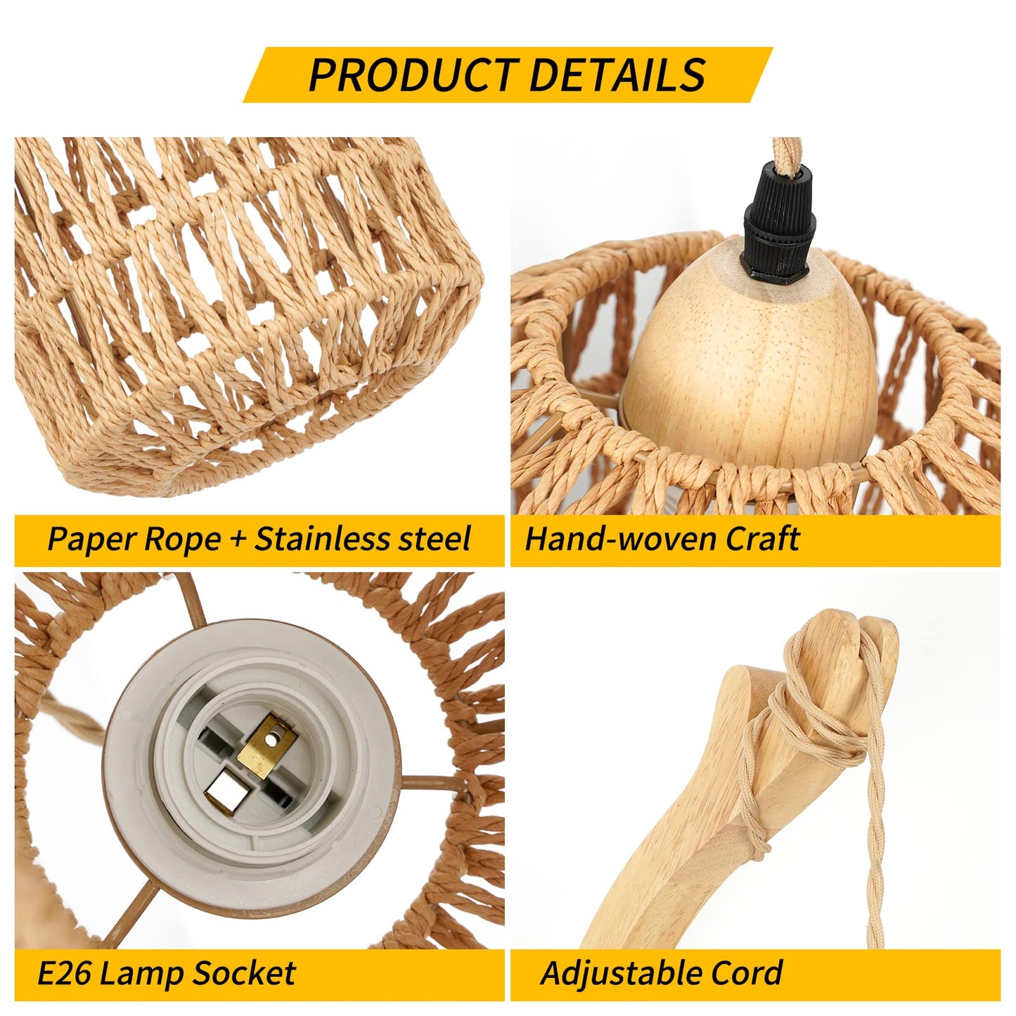 Frideko Plug in Wall Sconces Set of Two Hand Woven Lamp with Cord Rattan Lights Farmhouse Sconce Mounted Light Boho Lighting for Bedroom Living Room