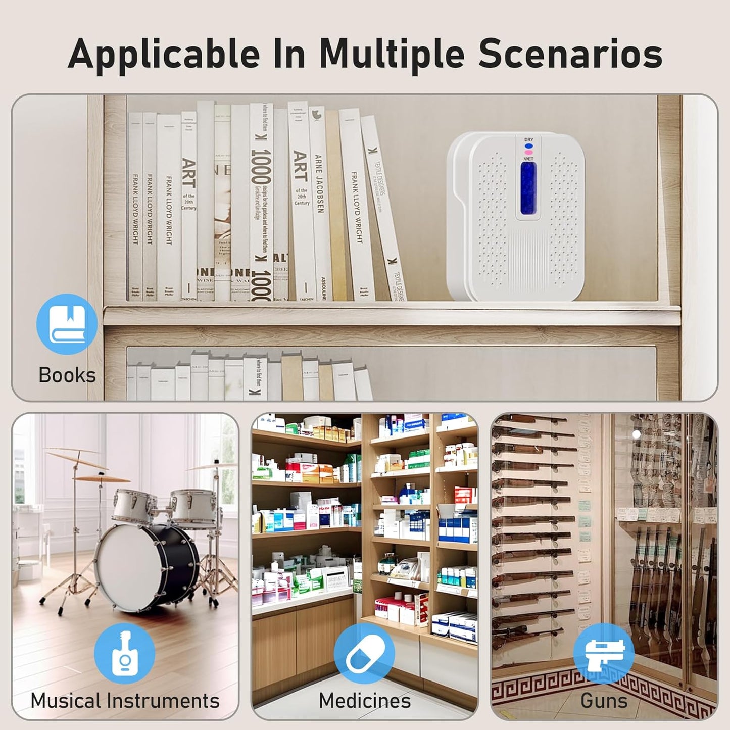 Rechargeable Mini Dehumidifier - Portable & Energy Efficient for Bathrooms, Closets, Cars