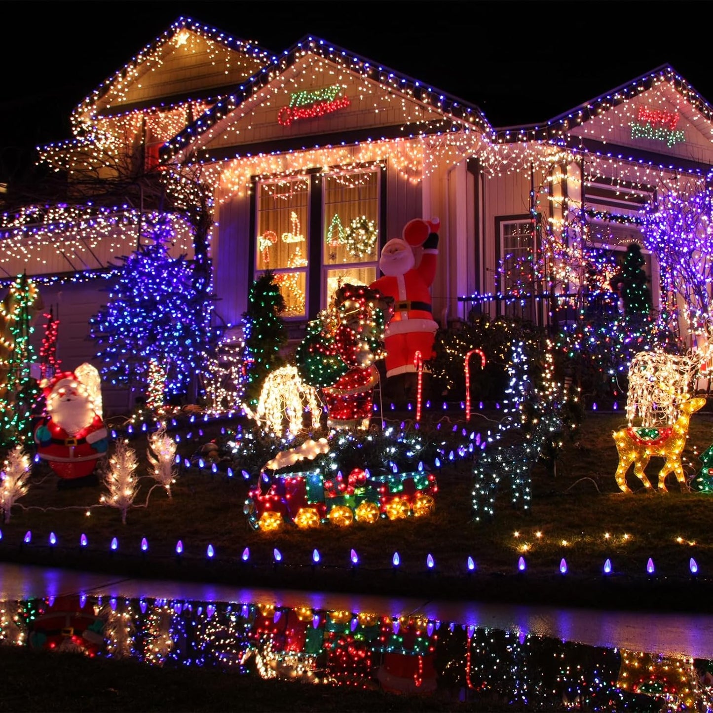 300 LED Twinkle Star Curtain String Lights - Warm White for Wedding, Home & Garden Decor