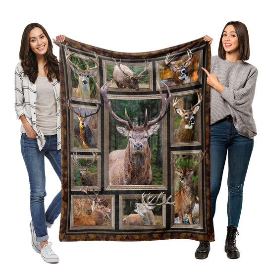 Buck Deer Blanket Hunting Gift for Men Soft Flannel Fleece Throw Blanket for Sofa Couch Bed Chair Lightweight Plush Fuzzy Lap Blankets and Throws Christmas Birthday Gift 50x60inches