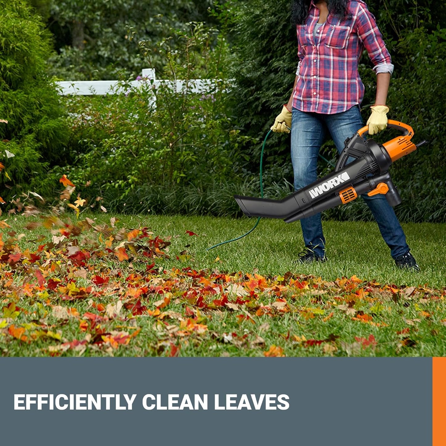 WORX Trivac 3-in-1 Electric Leaf Blower - 350 CFM & 210 MPH Vacuum | Metal Impeller Mulcher, WG509