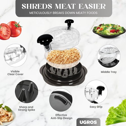 Chicken Shredder Tool by [Brand Name] - Ergonomic Design with Anti-Slip Grip | BPA Free, Includes Tongs & Brush