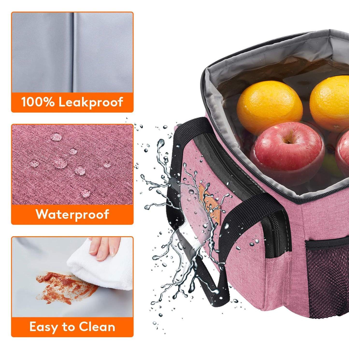 Lifewit Medium Lunch Bag, Insulated Lunch Box, Soft Cooler Cooling Tote for Adult Men Women, Pink 12-Can (9L)