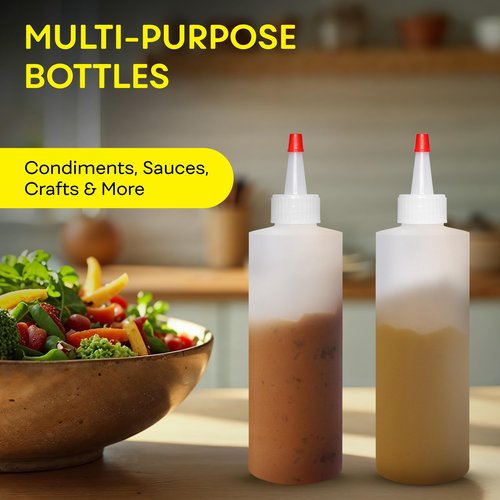 BRIGHTFROM Condiment Squeeze Bottles, 4 OZ Empty Squirt Bottle, Red Top Cap, Leak Proof - for Ketchup, Mustard, Syrup, Sauces, Dressing, Oil, Arts & Crafts, BPA FREE Plastic - 4 PACK