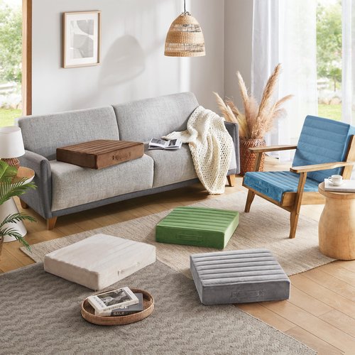 Codi High Density Foam Floor Pillow 2 Sets, Large Meditation Cushions Seating for Adults and Yoga Sitting, Washable Thick Couch Cushion with Soft Tufted Covers - 22 * 22 * 5inch Green