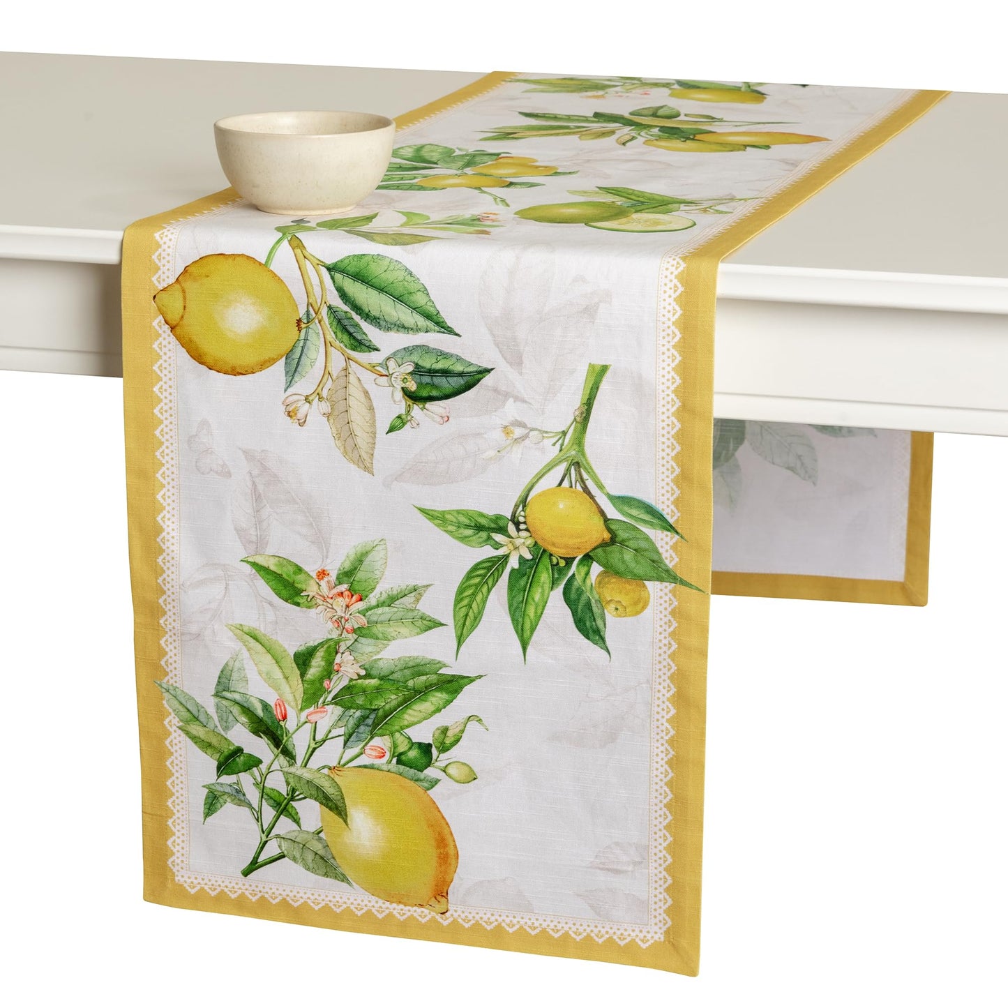 Maison d' Hermine Table Runner 100% Cotton Single Layer Table Runners 72 inches Long Decorative for Home Kitchen Dining Party Gifts for Mothers Day Spring Summer (Limoncello)