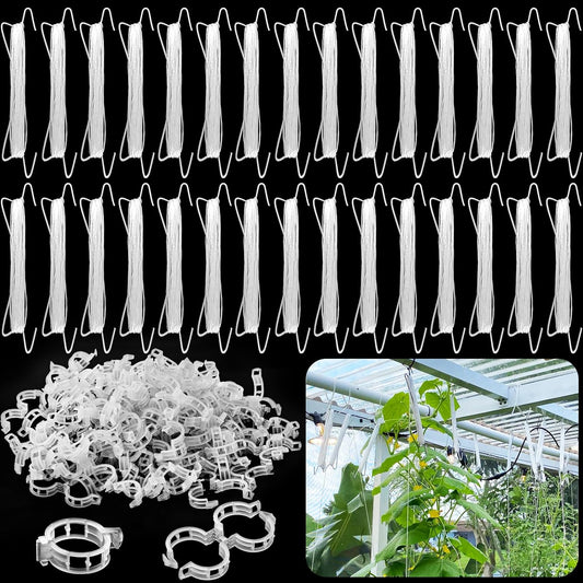 OJYUDD Tomato Hooks - 130 Pcs Plant Support Clips with 32.8ft Twine for Climbing Vegetables & Flowers