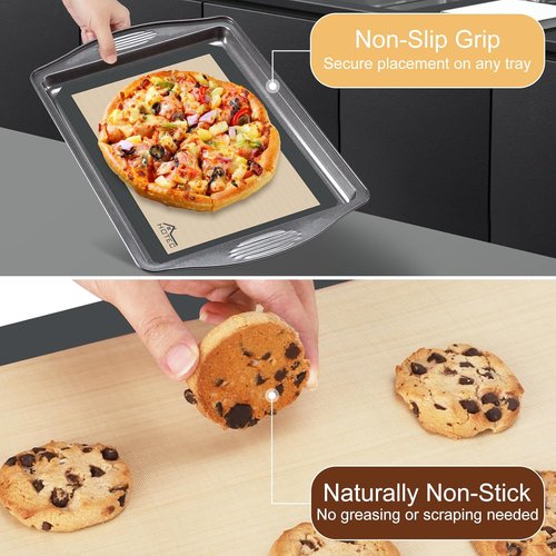 HOTEC Silicone Baking Mats 3 Pack - Non-Stick Reusable Baking Sheets for Cookies & Macarons | BPA-Free, Dishwasher Safe