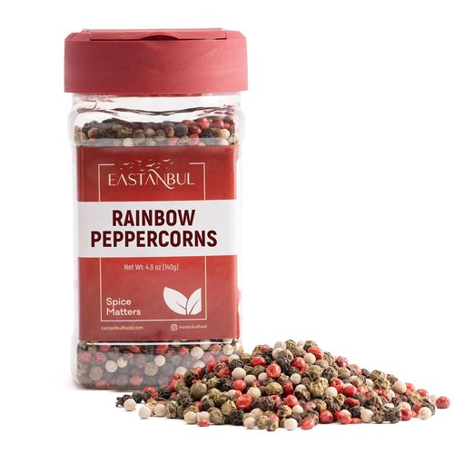 Eastanbul Salt and Pepper Grinder Refill - Rainbow Peppercorns 4.9oz & Pink Himalayan Salt 12.3oz | Natural Spice Blend