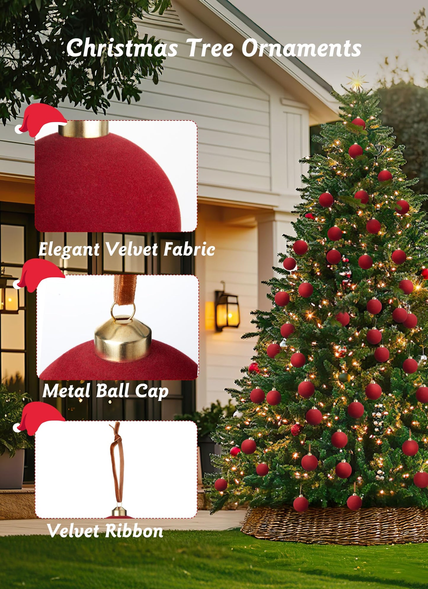 Brightown 15 Pcs Beige Velvet Christmas Balls, 3.15 Inch Velvet Ornaments for Christmas Tree, Christma Tree Flocked Ornaments Balls for Family Holiday Wedding Party Xmas Hanging Decoration
