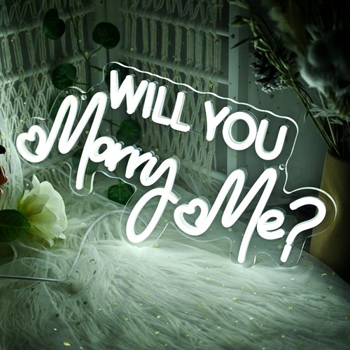 16.5 Inch Will You Marry Me Neon Sign, Cool White Marry Me Light Up Letters Sign for Proposal Wedding Party Decorations, Will You Marry Me LED Sign for Engagement Valentines Day Gifts Wall Decor
