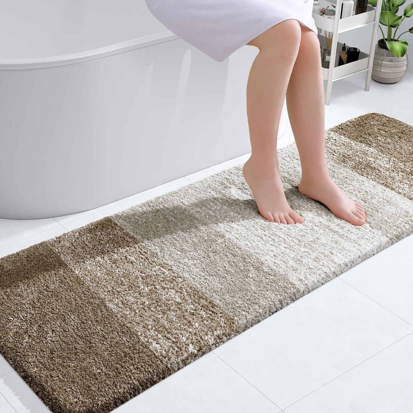OLANLY Bathroom Runner Rug - Extra Soft Absorbent Microfiber Mat | 59x20, Quick Dry, Washable, Coffee Color