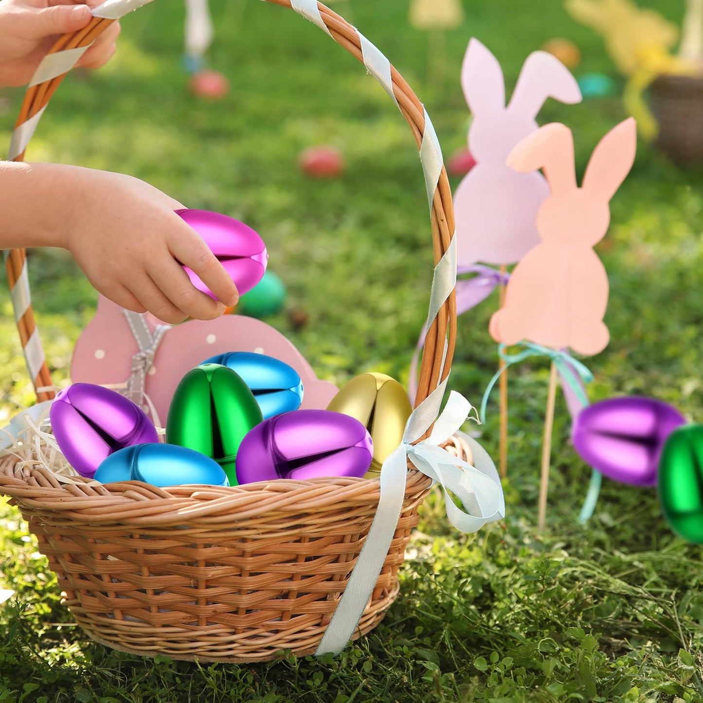 MiniInflat 66 Pcs Metallic Plastic Easter Eggs Bulk Colorful Fillable Easter Basket Stuffers for Egg Hunts Party Favor,filling Treats, Classroom Prize Supplies(2.36 Inch)