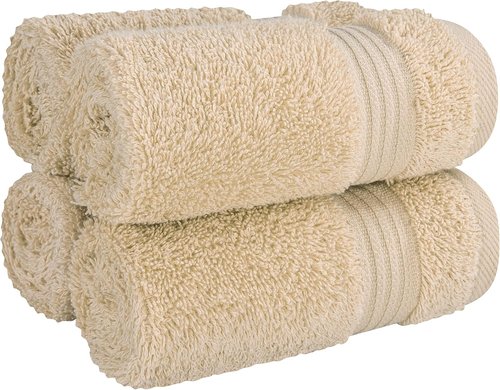 Cotton Paradise 100% Cotton Turkish Washcloth Set - 4 Soft Absorbent Towels in Beige