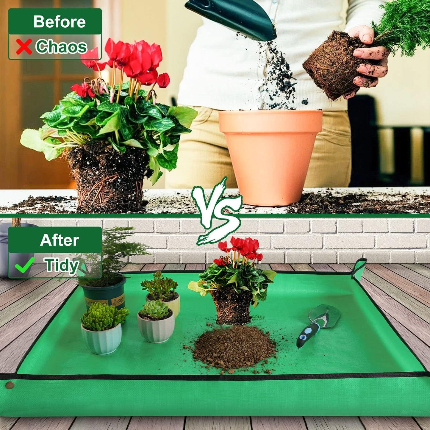 Skiennix Large Repotting Mat - 39.5" x 31.5" Portable Gardening Tray for Indoor Plants & Succulents