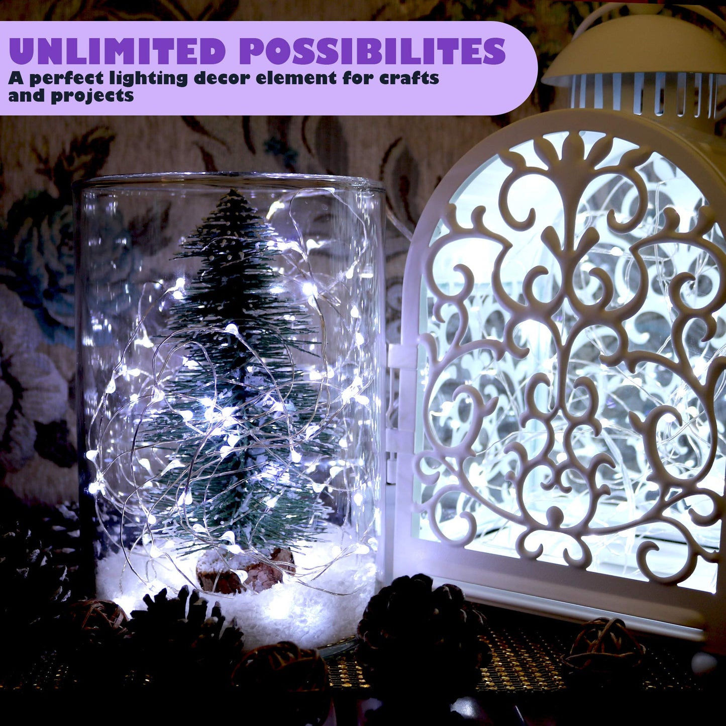 Oakhaomie 2PCS LED Fairy Lights 16ft 50 LED Twinkle String Lights with Timer 2 Modes Waterproof Starry String Lights Indoor DIY Party Wedding Christmas Valentine's Day Decoration (Cool White)
