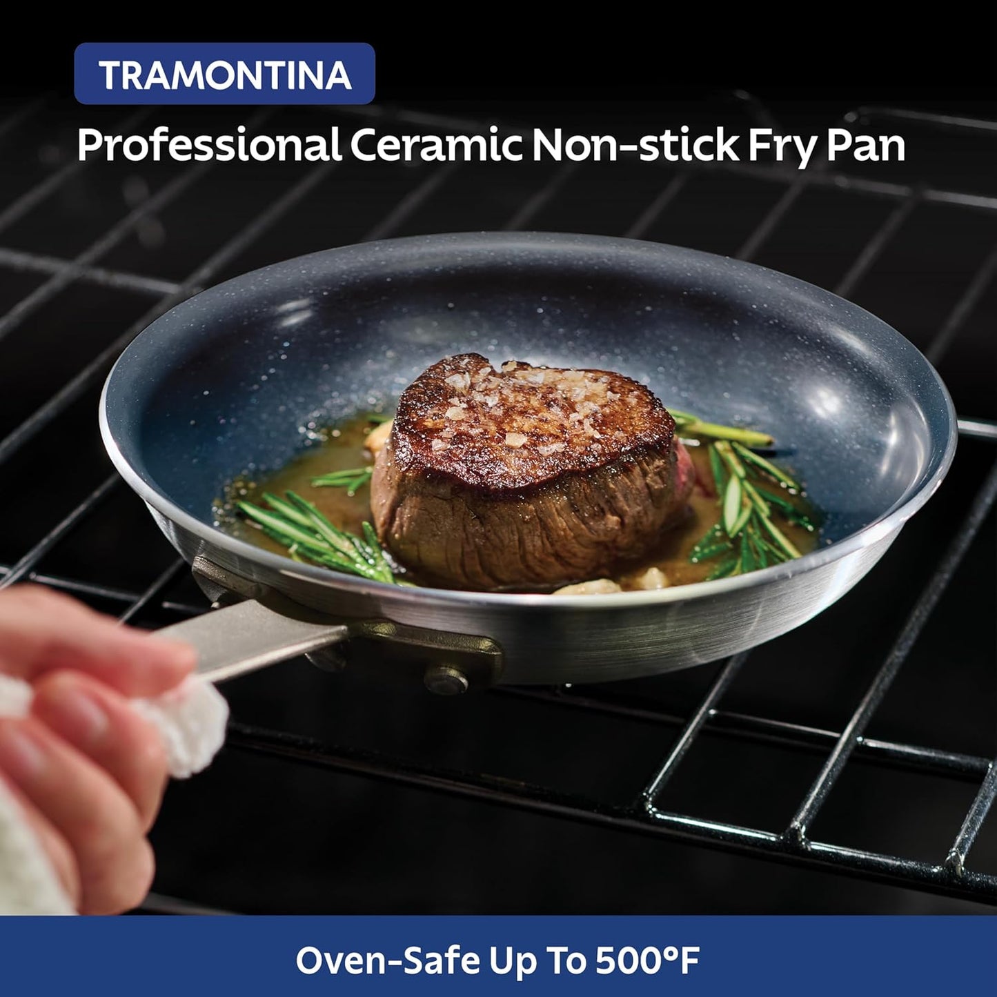 Tramontina Professional 10-Inch Ceramic Nonstick Frying Pan - Heavy-Gauge Aluminum Skillet | Dishwasher & Oven Safe, Black