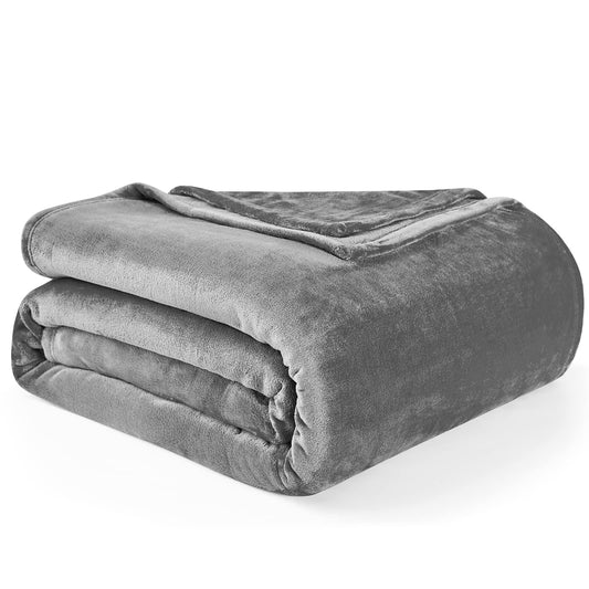 Hansleep Fleece King Size Blanket for Bed Grey, Super Soft Flannel Fuzzy King Size Blanket Gray, Plush Cozy Blanket for All Seasons, Grey, King 90x108 Inches