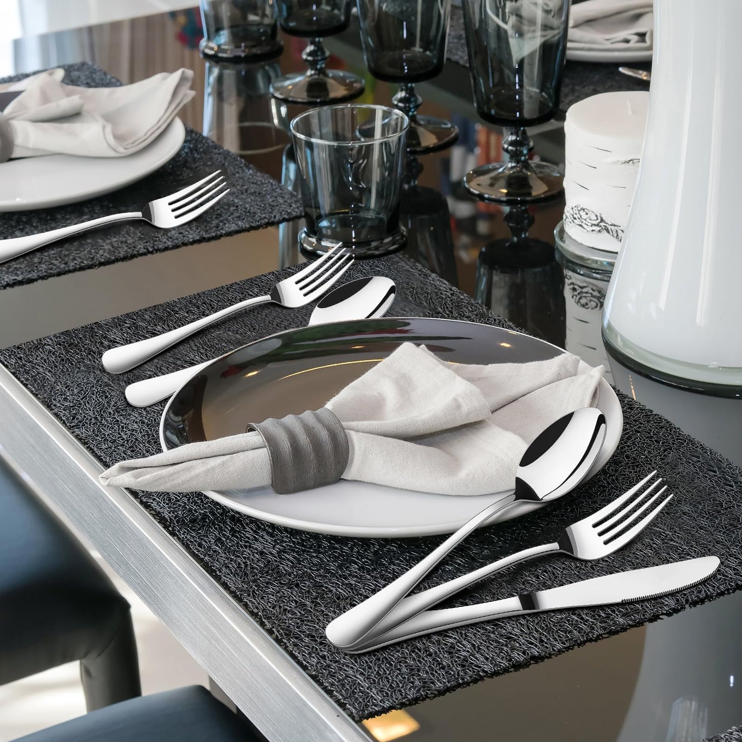 Silverware Set for 8, 40 Piece Heavy Duty Stainless Steel Flatware Utensils Cutlery Set Including Steak Knife Fork and Spoon, Dishwasher Safe, Gift Package for Wedding Housewarming