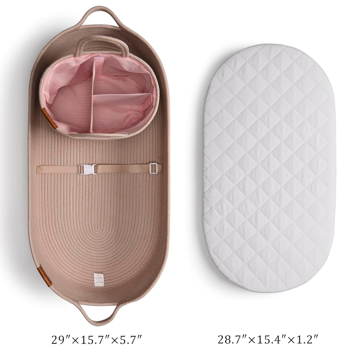 PeraBella XL Baby Changing Basket - Portable Diaper Changing Pad with Waterproof Cover & Caddy
