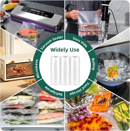 FoodSaver Vacuum Sealer Bags - 11in x 20ft Rolls for Meal Prep & Sous Vide | 3-Pack for Home Use