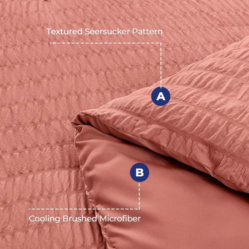 HYMOKEGE Twin XL Comforter Set - 5-Piece Seersucker Luxury Bedding Set for All Seasons | Includes Comforter, Sheets, Pillowcase & Sham