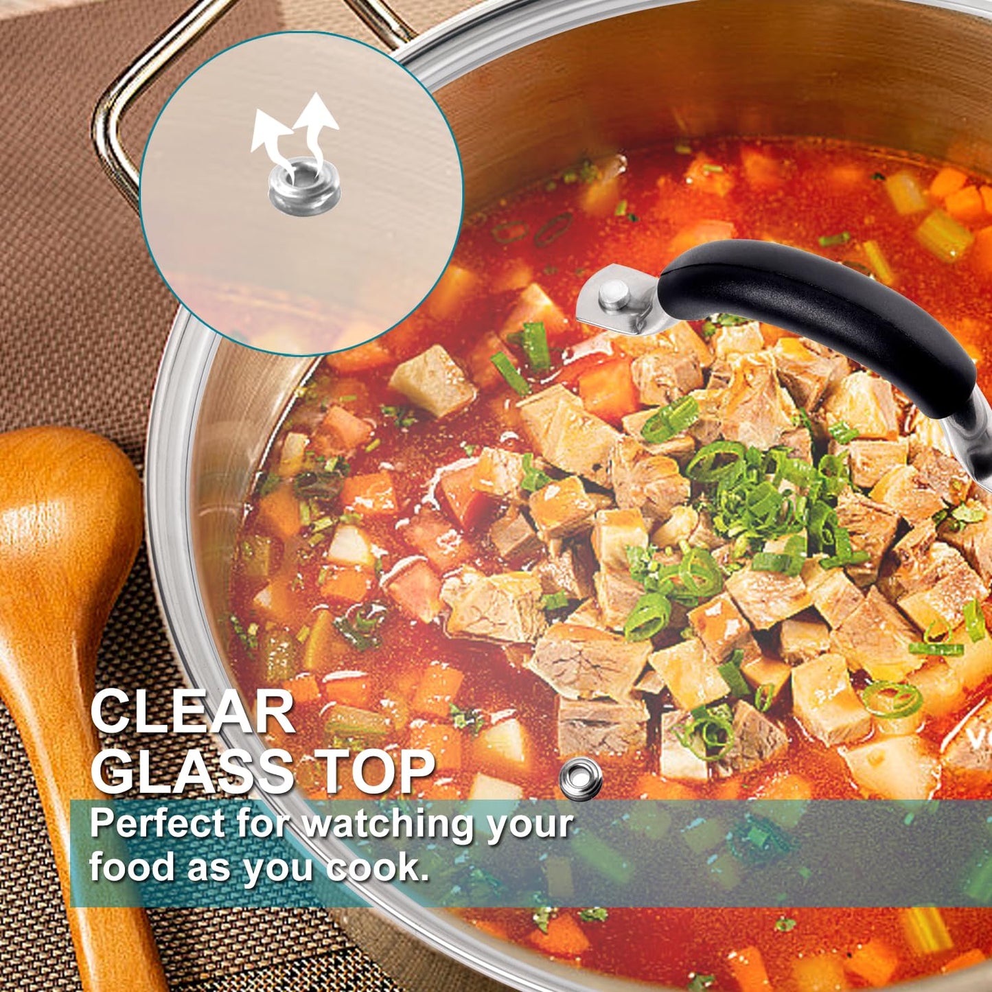 12 Inch Tempered Glass Lid for Lodge 12" Cast Iron Skillets & 7QT Dutch Ovens - Pre-Assembled Riveted Handle with Heat-Resistant Silicone Cover,Steam Vent Hole Design
