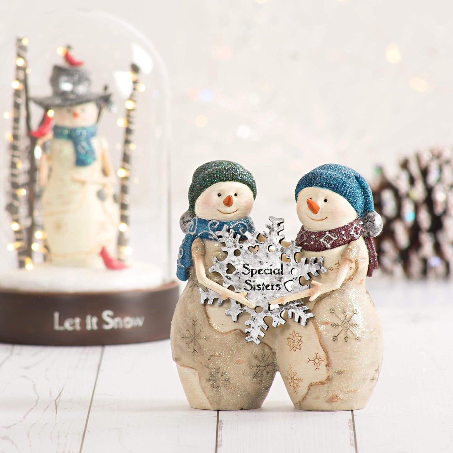 Pavilion Gift Company Double Snowman Figurine - Special Sisters Design | 4.5 Inches Tall
