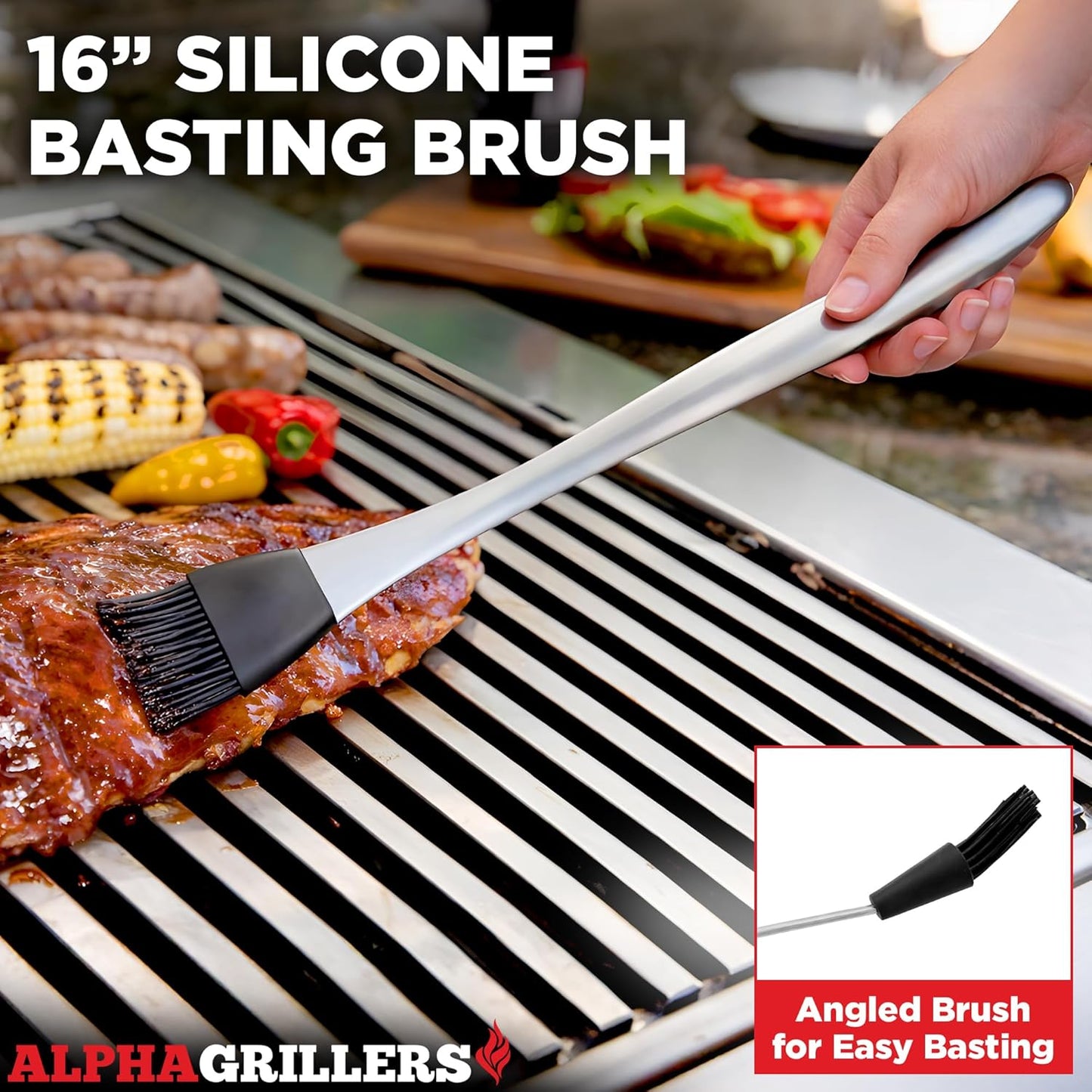 Alpha Grillers Grilling Accessories - Ultimate BBQ Tool Set with Spatula, Fork, Brush & Tongs - Perfect Gifts for Men