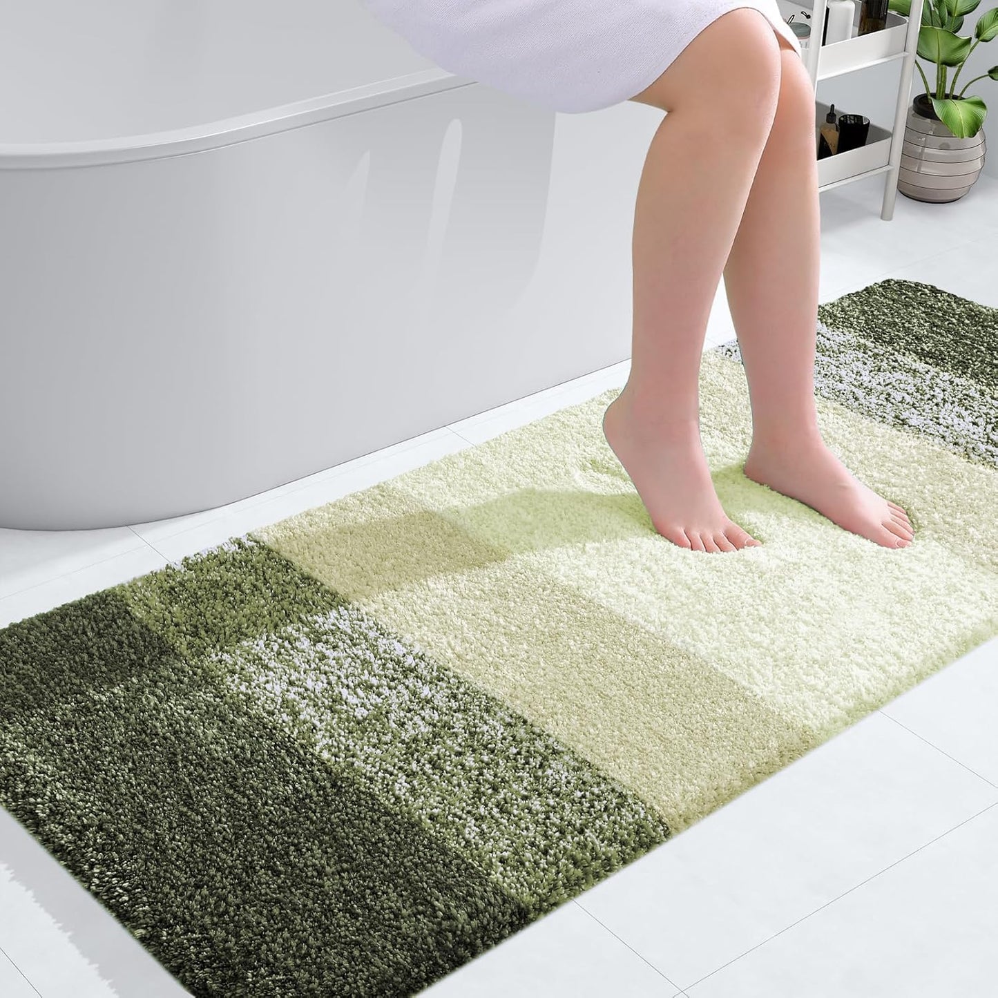 OLANLY Large Bathroom Rugs - Extra Soft Microfiber Mat 54x24 | Quick Dry, Washable, Dark Green