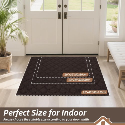BEQHAUSE Dirt Trapper Door Mat - Non-Slip, Washable, Absorbent Entrance Mat | 32" x 48", Brown