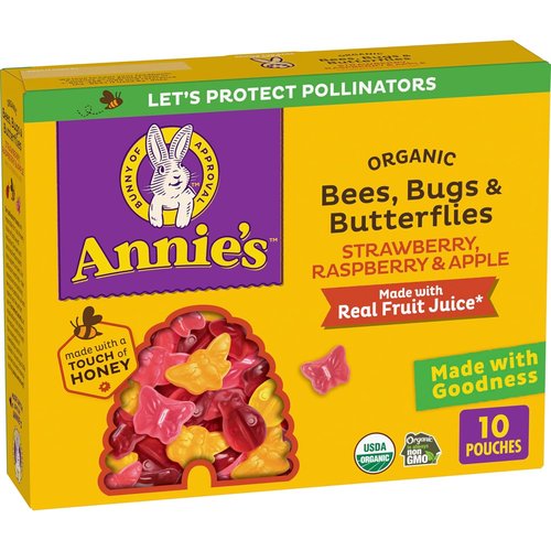 Annie's Organic Fruit Flavored Snacks - Bees, Bugs & Butterflies | 10 Pouches, 7 oz