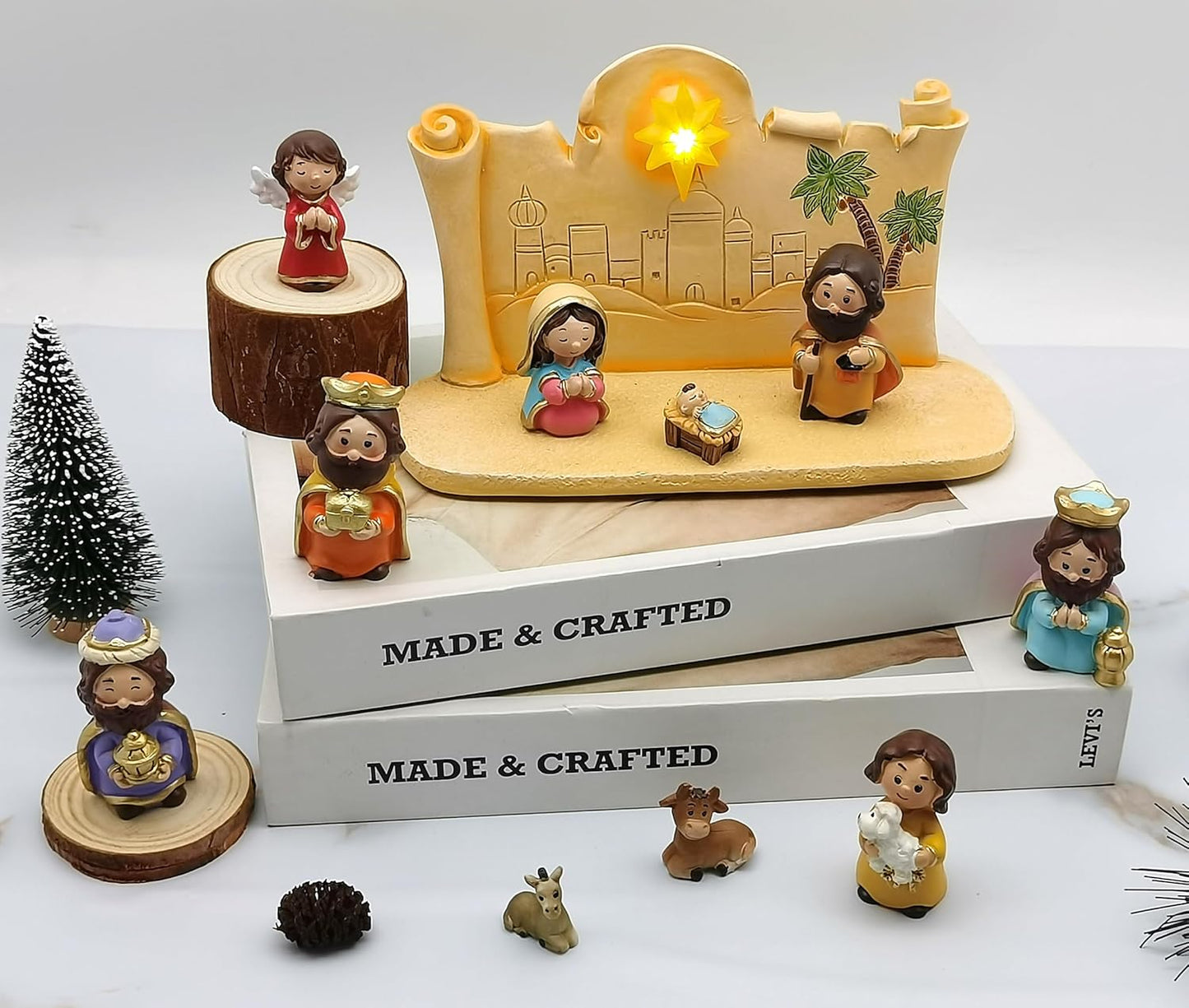 Miniature Holy Family Nativity Figurine - 2.56 Inch Tabletop Christmas Decoration