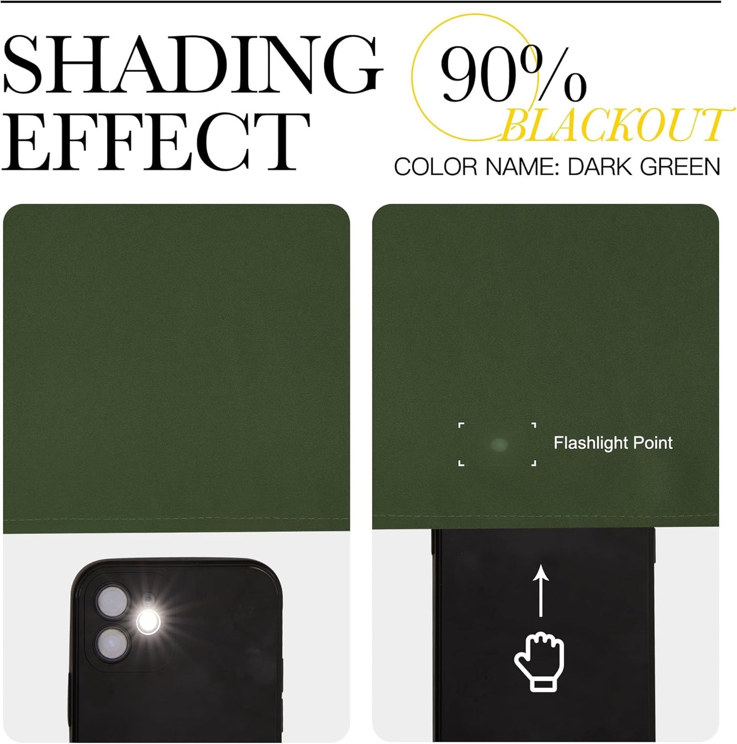 NICETOWN Dark Green Blackout Curtains - Noise Reducing Faux Silk Drapes | 42" x 63", 2 Panels for Small Windows