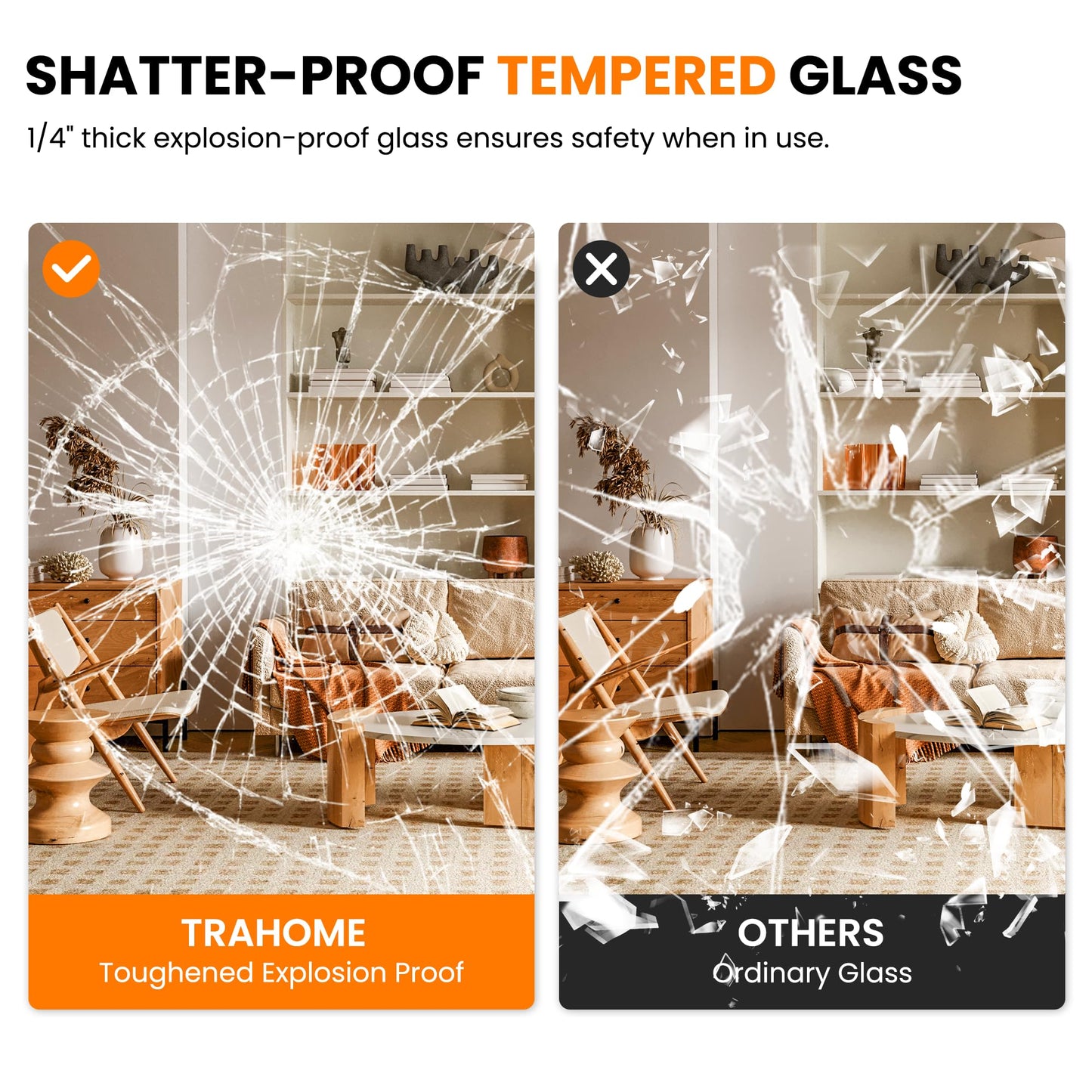 TRAHOME Full Length Mirror, 56" x 15" Standing Large Floor Mirror with Aluminum Frame for Bedroom, Living Room, Bathroom（Black