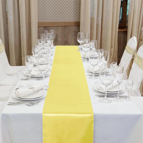 Aneco 4 Pack Satin Table Runner 12 x 108 Inch Pastel Rainbow Long Bright Silk and Smooth Fabric Party Table Runner for Wedding Banquet Party Decoration
