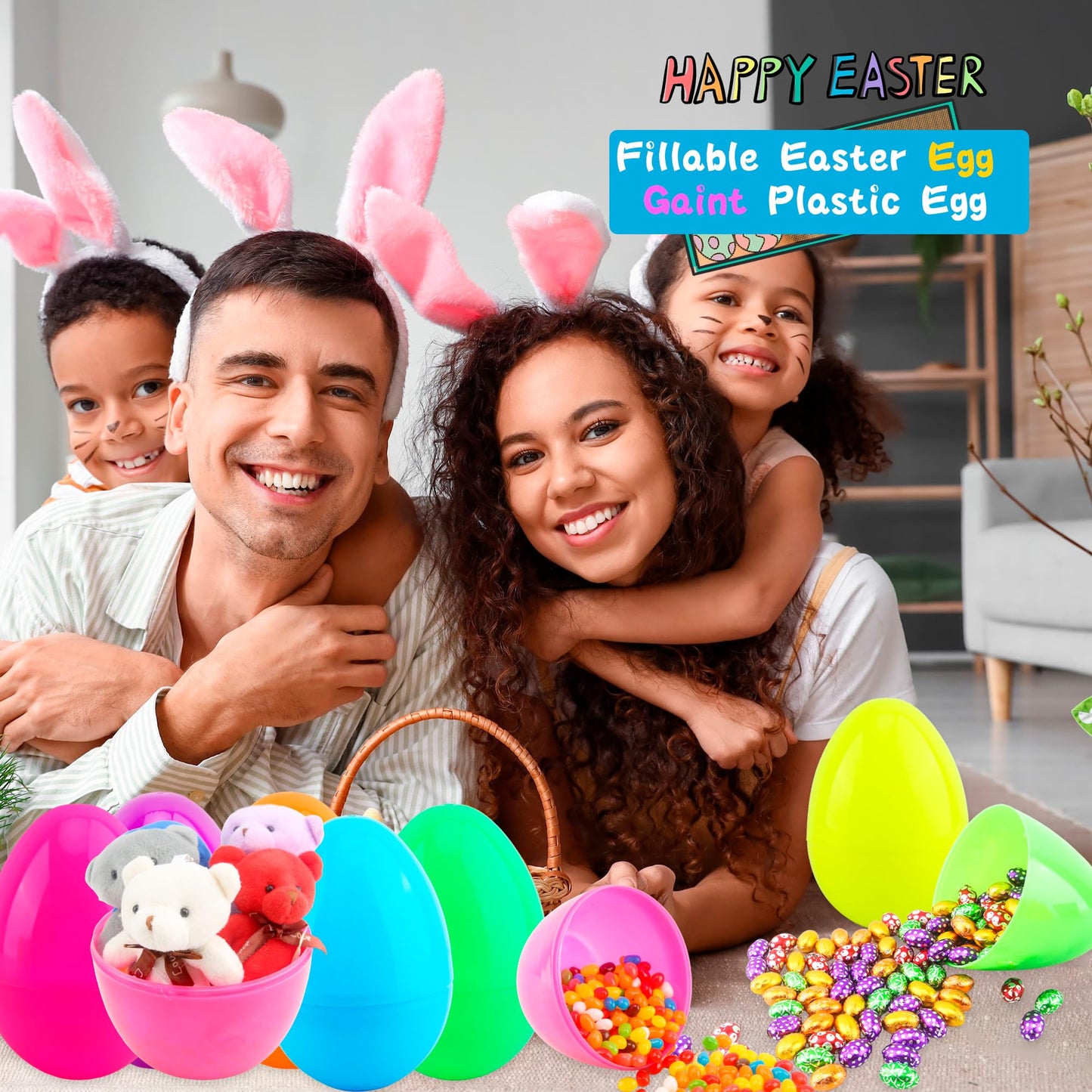 Restroma 42 Pcs 5 Inch Colorful Easter Eggs Bulk Empty Plastic Eggs Large Easter Eggs Fillable for Easter Egg Hunt Surprise Party Favors, 6 Colors