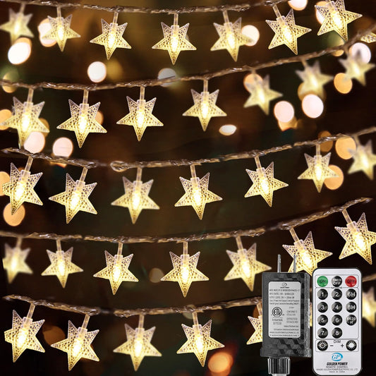 Elavika 100ft Star String Lights Bedroom, 240 LED Fairy Lights Indoor with Remote, Waterproof Hanging Twinkle Classroom Lights Plug in Bunk Bed Lights for Kids Room Canopy Outdoor, Warm White