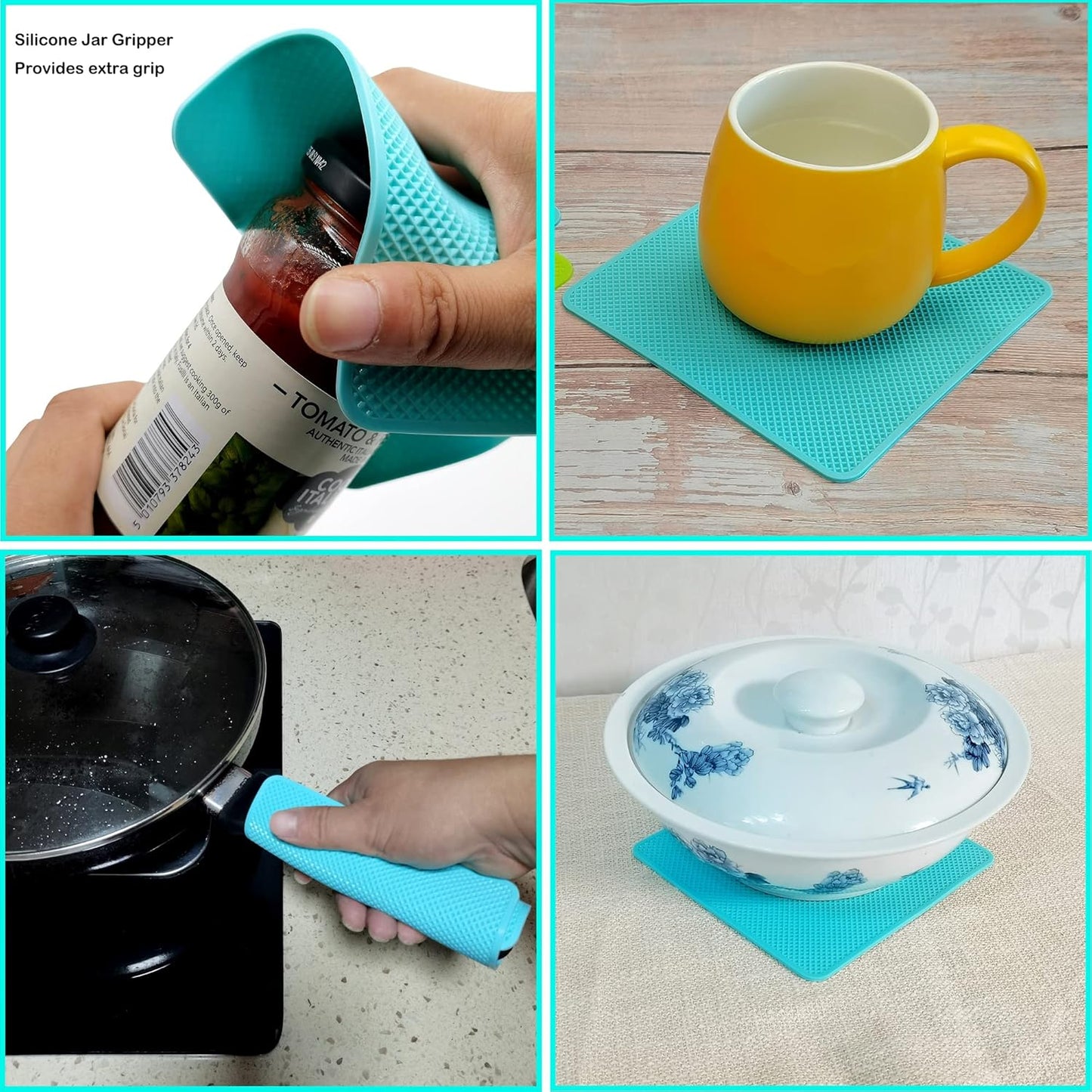 Otstar Jar Opener Gripper Pads - No-Slip Silicone Rubber for Weak Hands | 4-Piece Set