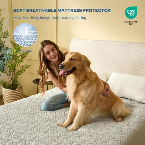 BEDLORE Waterproof Mattress Protector - Soft Full Size Pad with Deep Pocket 6"-15" Depth | Light Gray