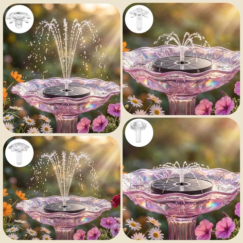 AISITIN Solar Bird Bath Fountain - Upgraded 6.3" Solar Glass Panel, Eco-Friendly Pump for Garden & Pond