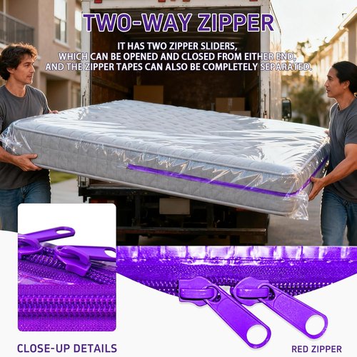 Gooo&Ma Mattress Bag - 6Mil Waterproof Zippered Cover for Moving & Storage | Twin Size, Purple
