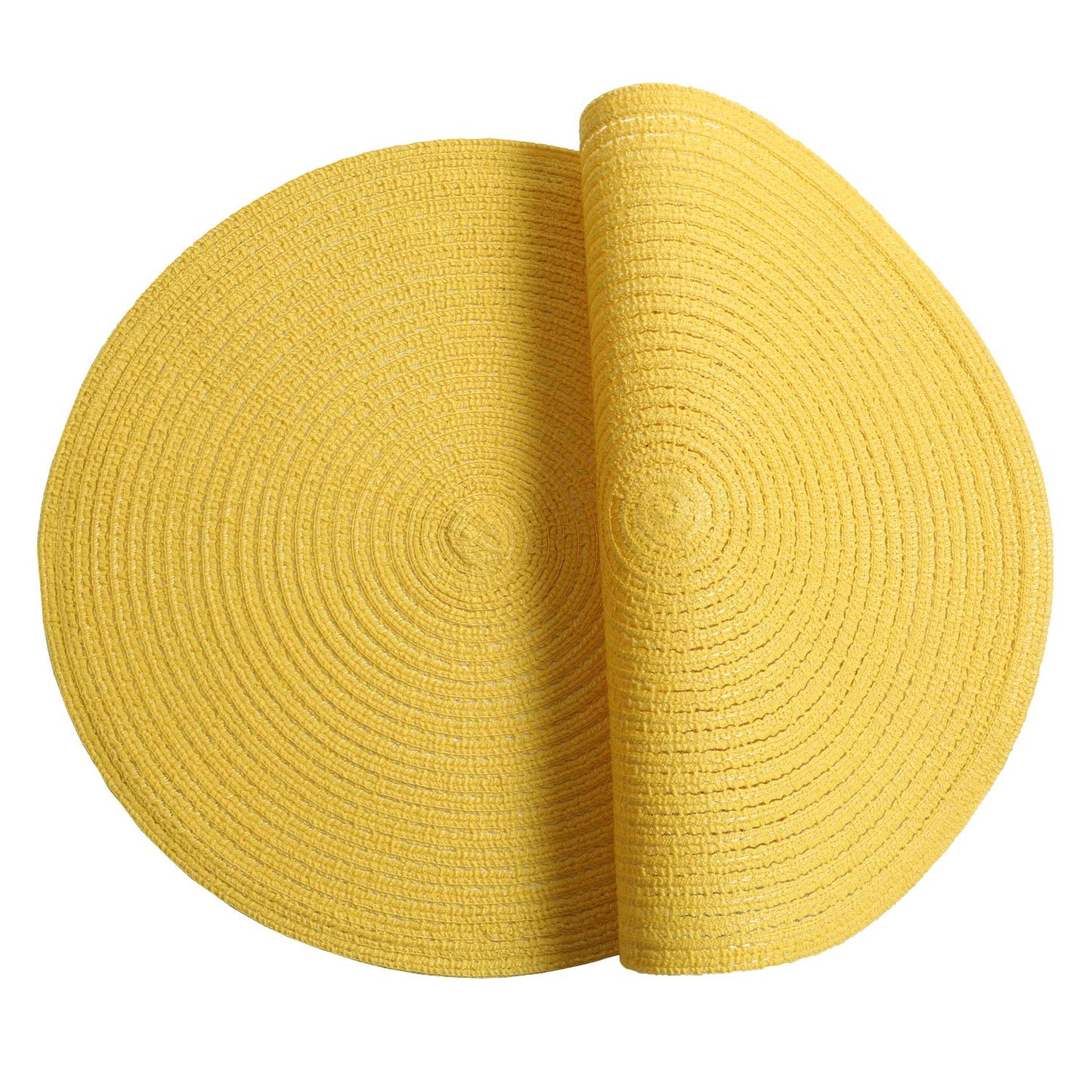 SHACOS Round Braided Placemats Set of 6 Kitchen Place Mats 15 inch Round Table Mats for Dining Tables Washable (Yellow, 6)