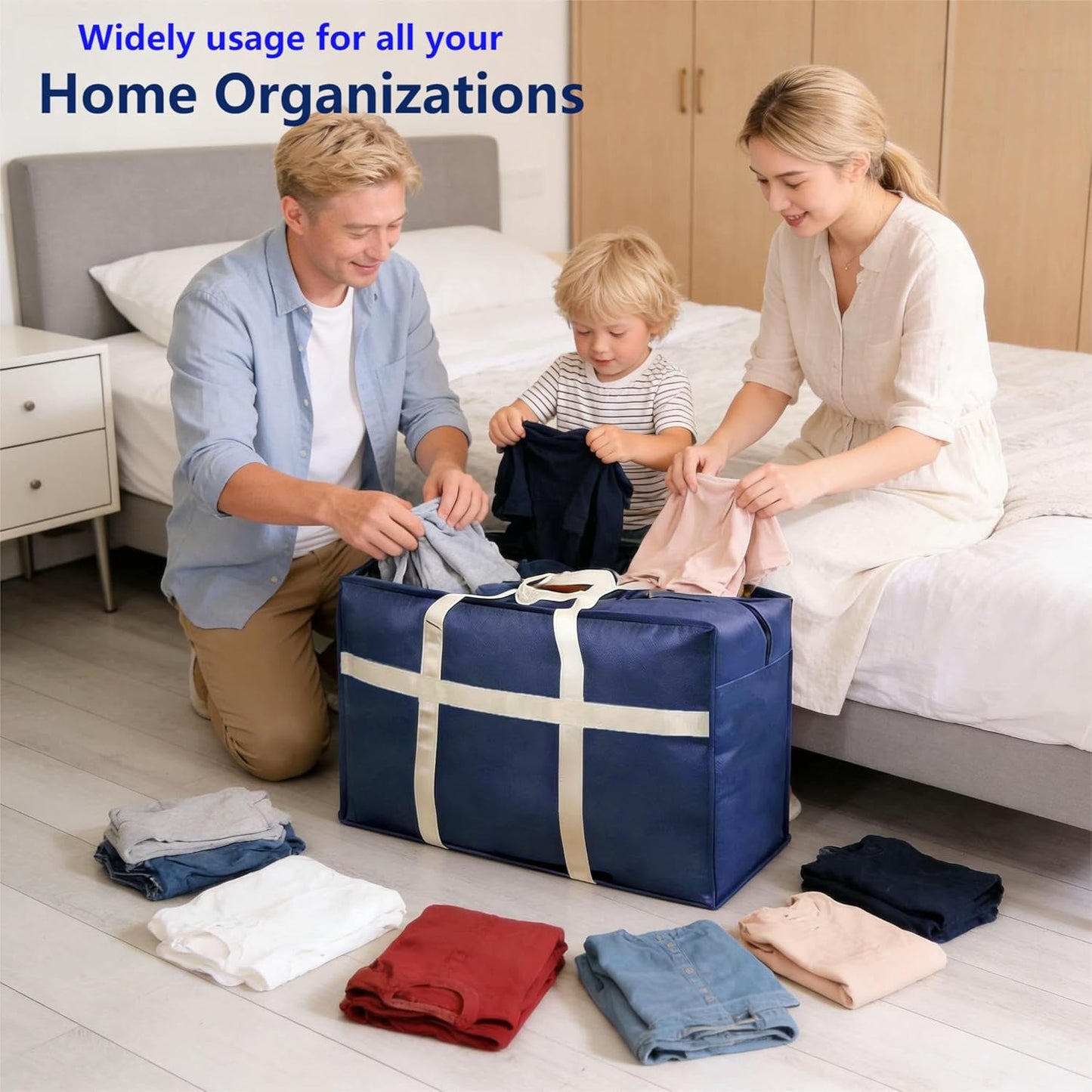 Skiennix 4-Pack Moving Bags - Large Capacity Storage for Clothes, Comforters & Bedding | Durable & Reusable