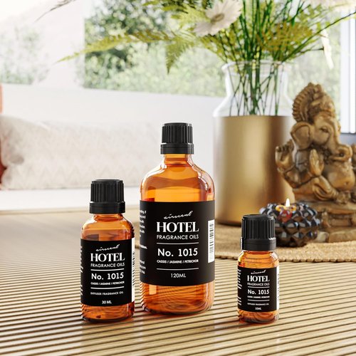 AirScent Hotel Diffuser Oil No. 1015 - Premium Cassis Jasmine Petrichor Fragrance - 30 mL Glass Dropper Bottle